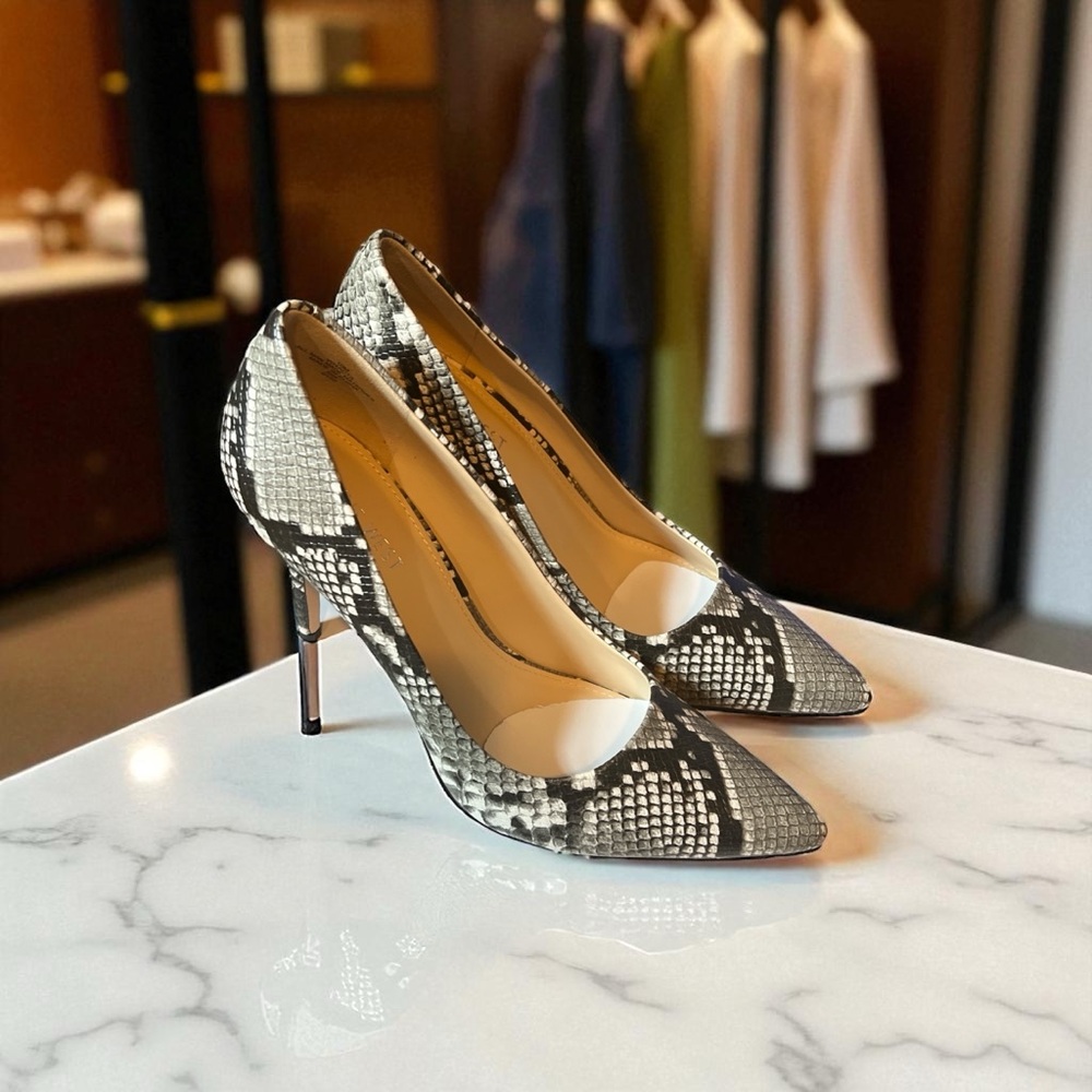 Nine West Snakeskin Heels - Black and Cream